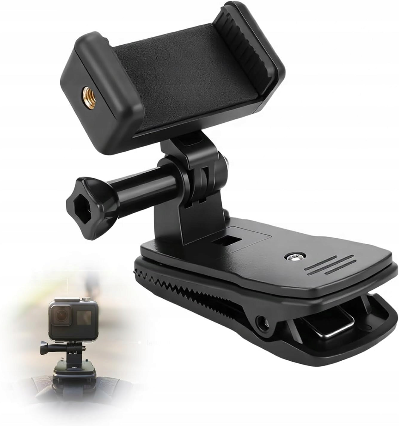 BACKPACK BRACE CLIP FOR SPORTS CAMERA WITH 360 DEGREE ROTATION