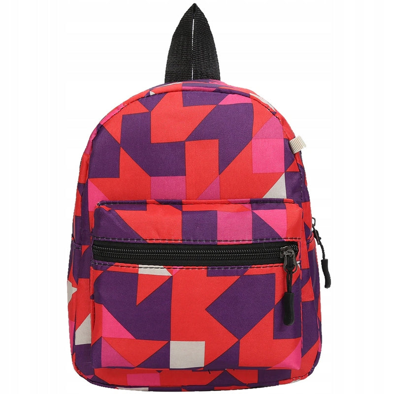 BACKPACK Backpack Small for Girls Red Purple Geometric Zipper