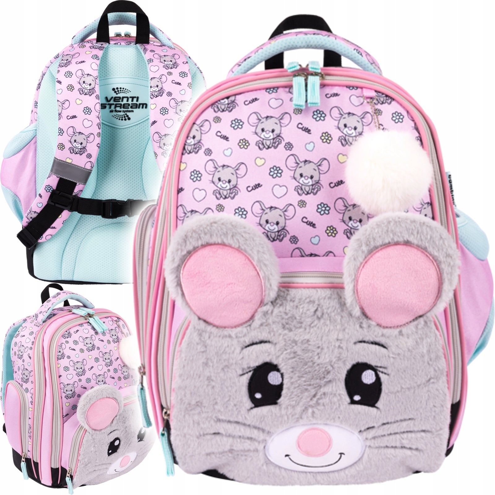 BACKPACK Bambino PREMIUM MOUSE satchel LIGHTWEIGHT for grades 1-3 Plush Mouse