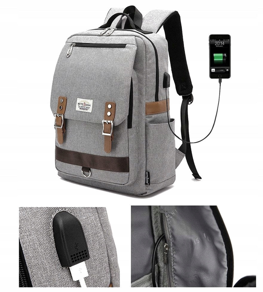 BACKPACK CAPACIOUS for laptop sports SCHOOL large city USB CABLE Brand Alessio