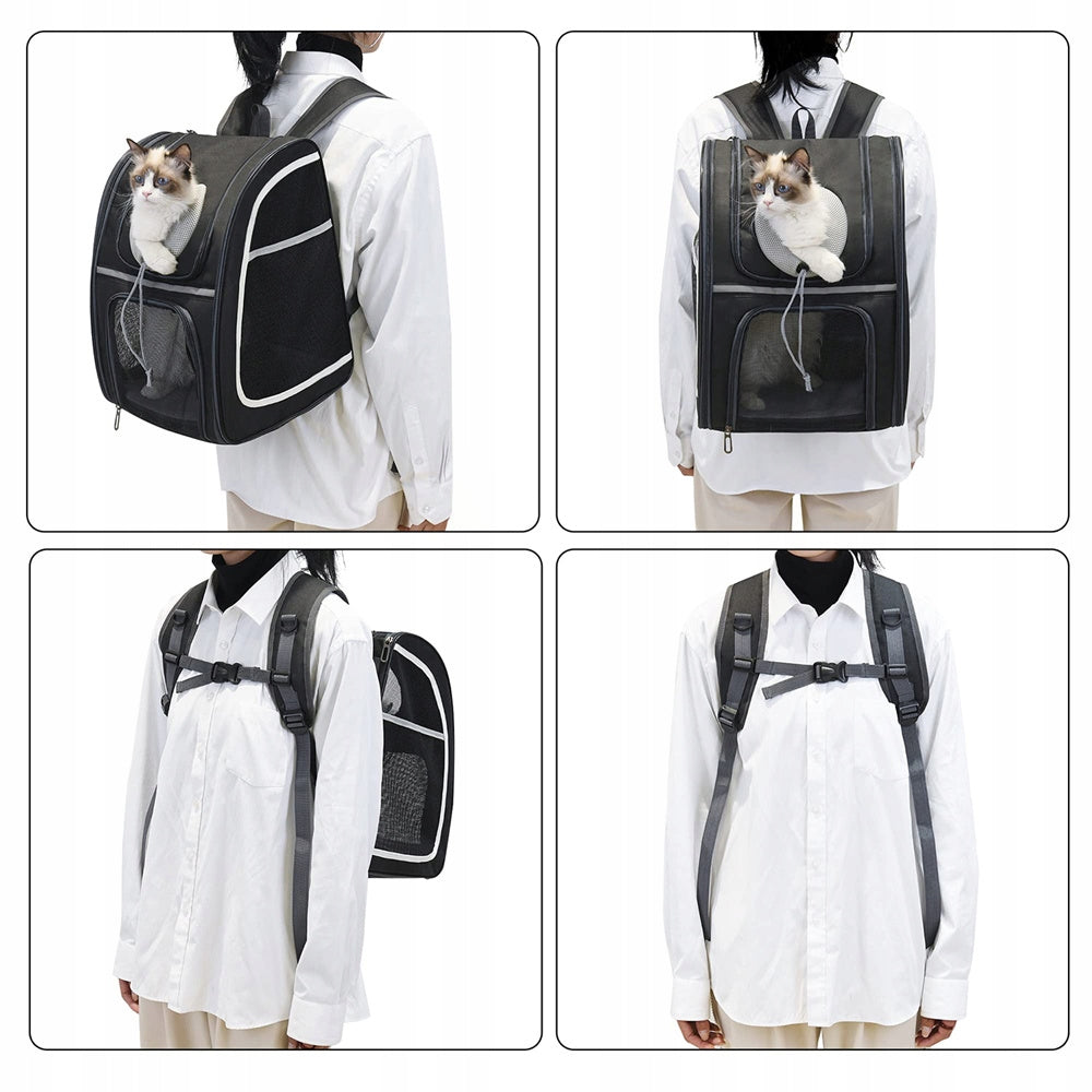BACKPACK FOR CAT DOG TRANSPORTER CARRIER BAG FOR ANIMALS BLACK Product width 31 cm