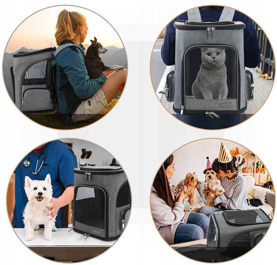 BACKPACK FOR CAT DOG TRANSPORTER FOLDING kr Build type to be worn on the back for hand carrying top opening front or side opening locked