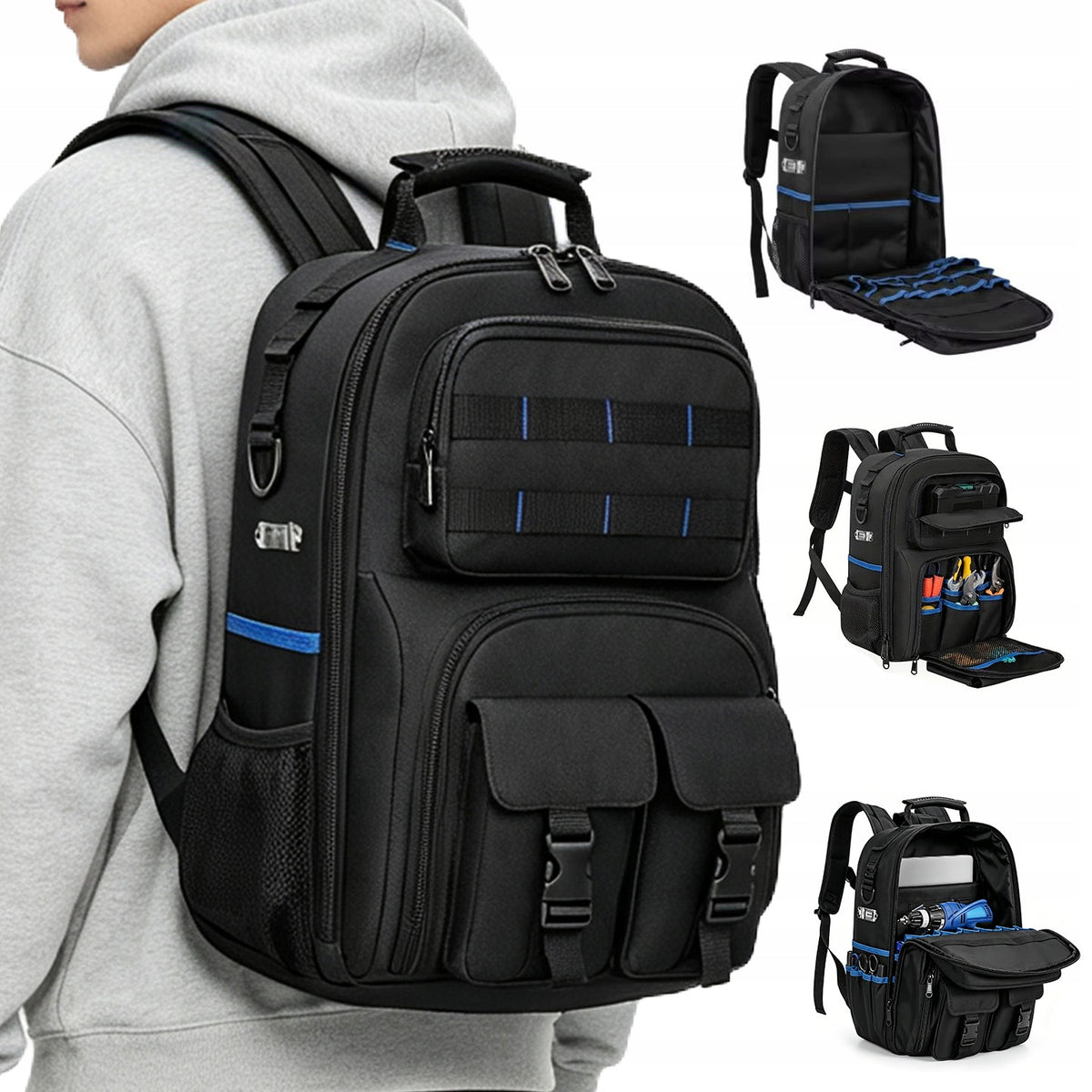 BACKPACK FOR FITTER ELECTRICIAN TOOL ASSEMBLY BLACK DURABLE