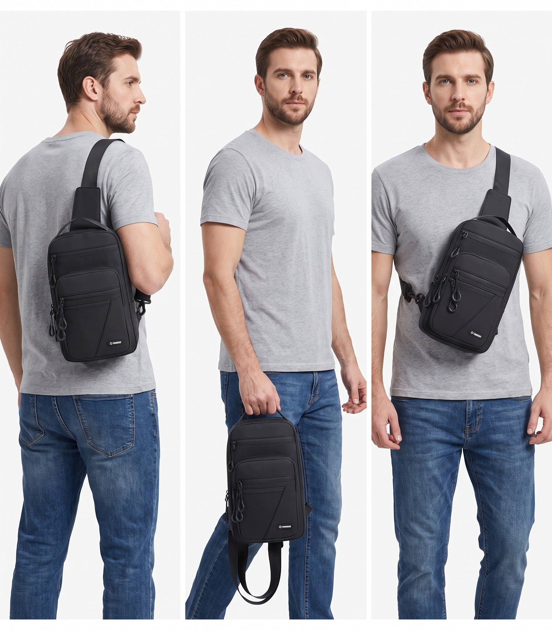 BACKPACK FOR ONE SHOULDER HAND SACHET BLACK POCKETS LIGHTWEIGHT Brand no brand