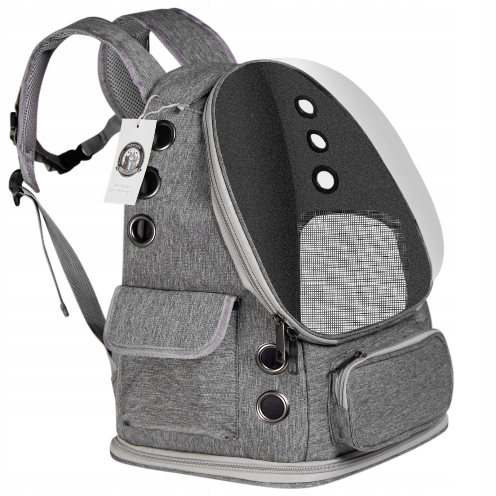 BACKPACK FOR TRANSPORTING ANIMALS TRANSPORTER BACKPACK FOR CAT DOG GREY 40X27CM