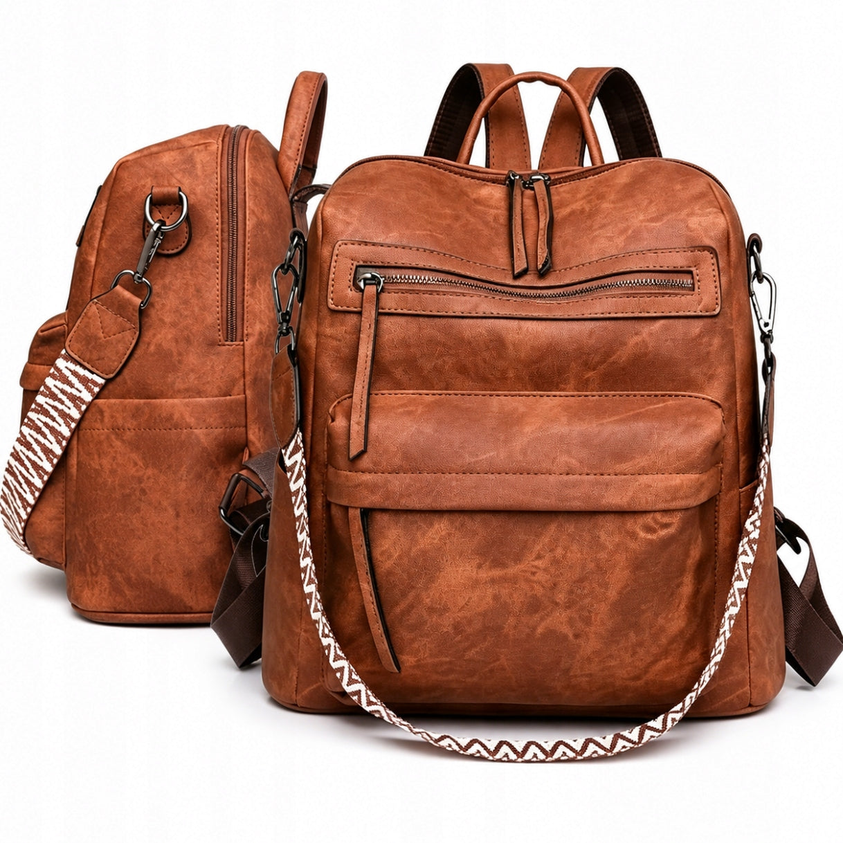 BACKPACK LEATHER BAG WOMEN'S BAG ROOMY STYLISH BACKPACK