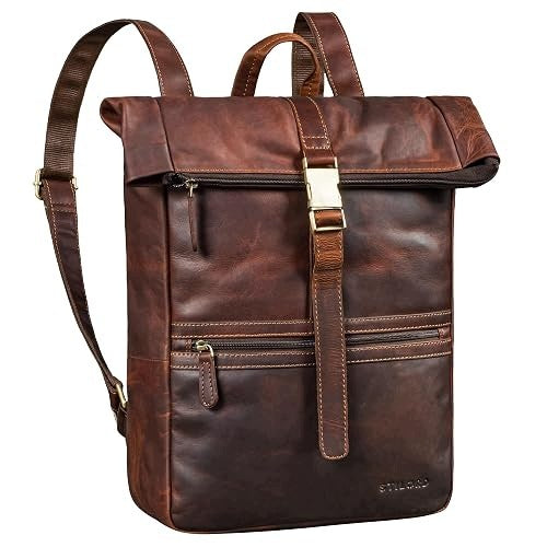 BACKPACK LEATHER ROLL TOP CAIRO FOR LAPTOP MEN WOMEN SCHOOL OFFICE Brand no brand