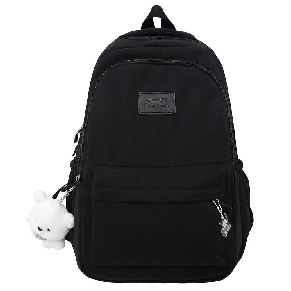BACKPACK LIGHT YOUTH BLACK SPORTS SCHOOL + KEYCHAIN BEAR GREAT Brand Terra Moda