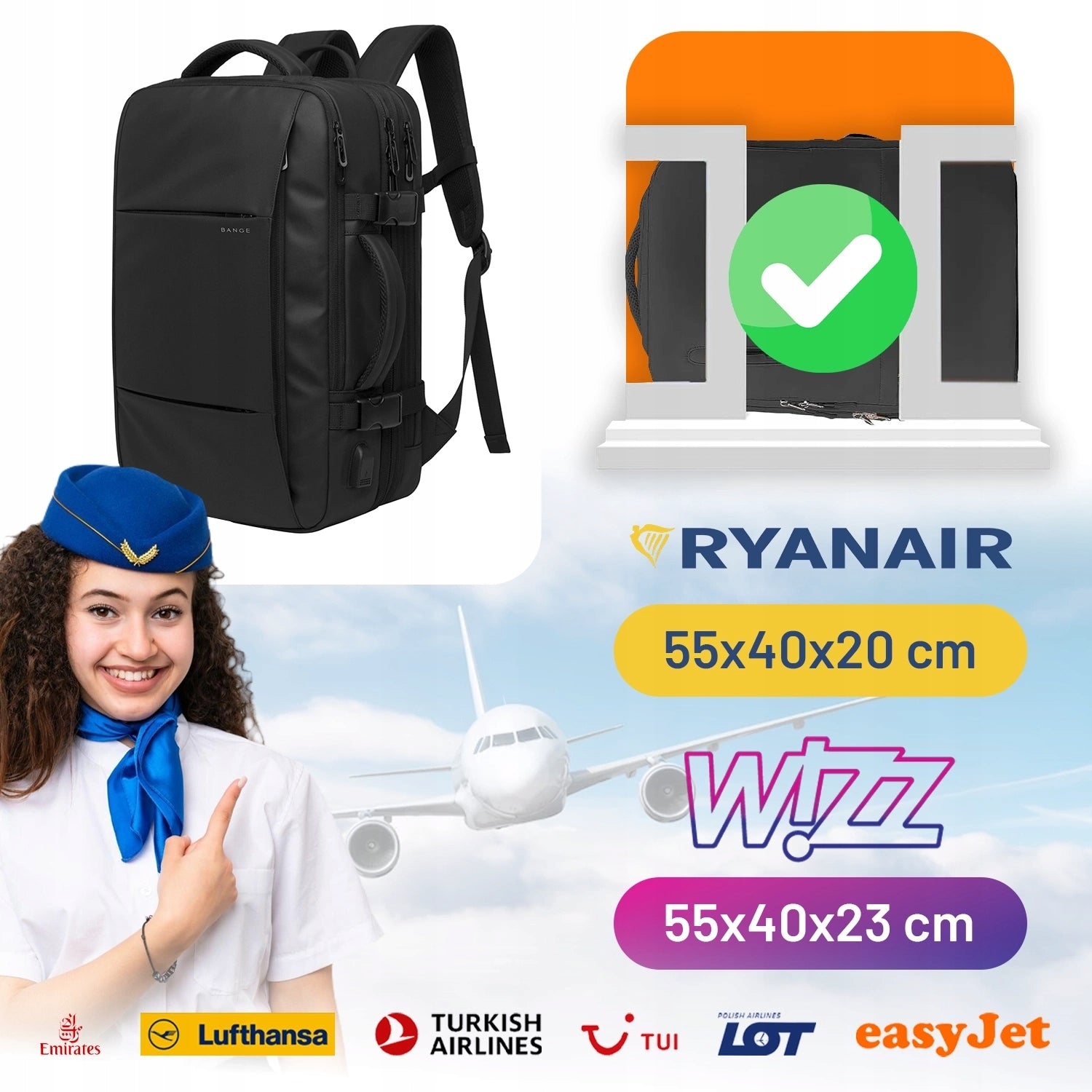 BACKPACK Laptop Bag Business Tablet Male USB Port City Travel Brand Bange
