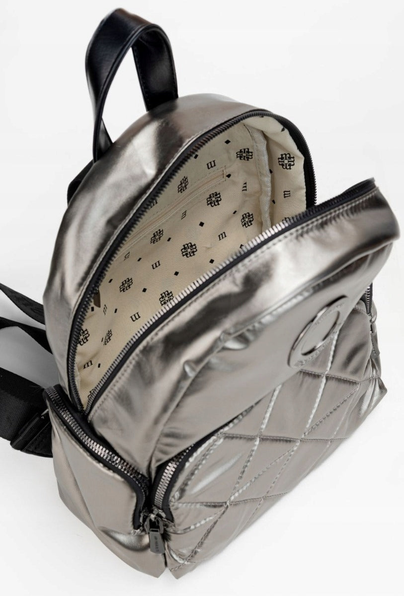 BACKPACK MONNARI BAG4660-022 METALLIC WOMEN'S QUILTED SPORTS Brand Monnari