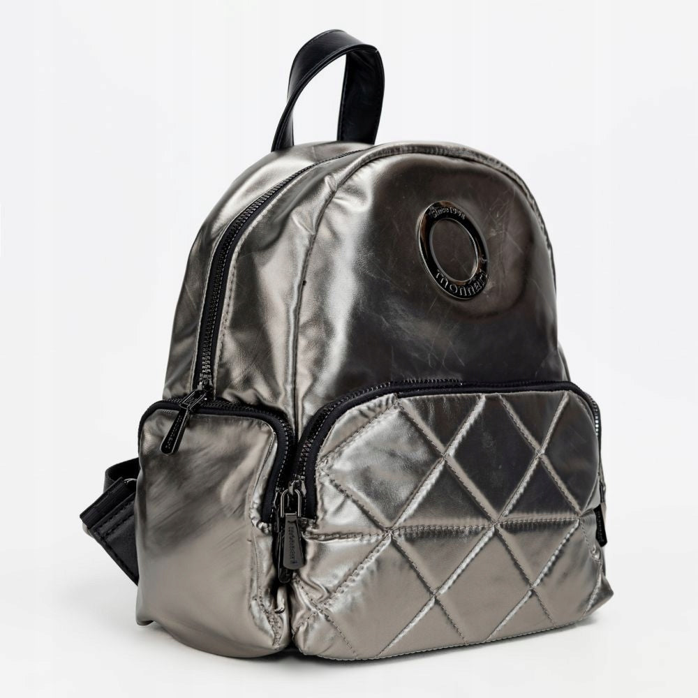 BACKPACK MONNARI BAG4660-022 METALLIC WOMEN'S QUILTED SPORTS Packaging status original
