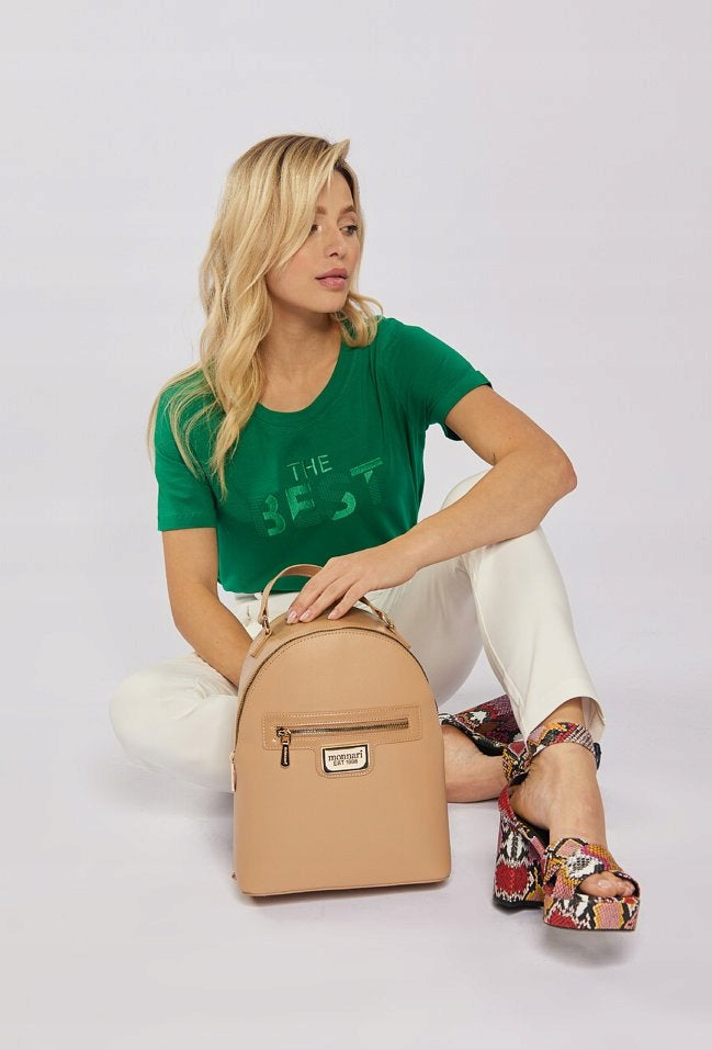 BACKPACK MONNARI ELEGANT BEIGE LOGO POCKET EAN (GTIN) 5904528382998