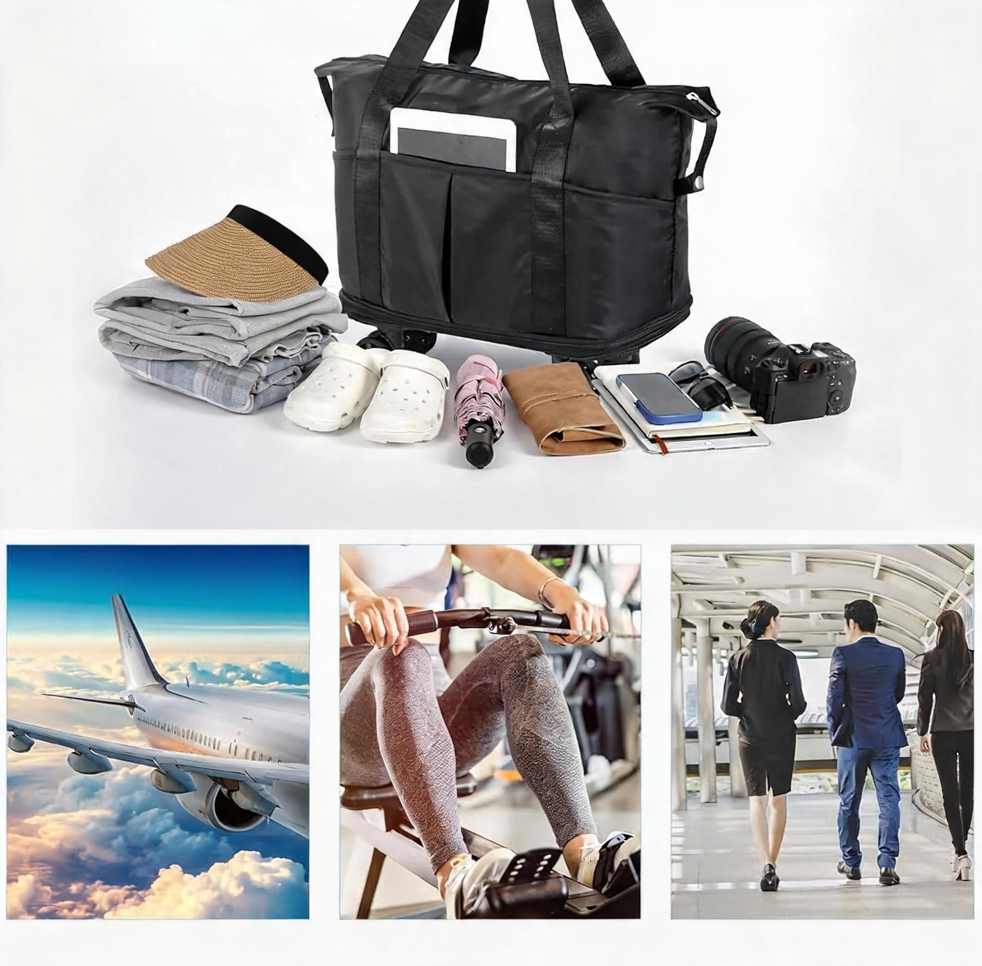 BACKPACK ON WHEELS 54 L SMOOTH CASTORS EXPANDABLE HIGH LOAD CAPACITY Packaging status original