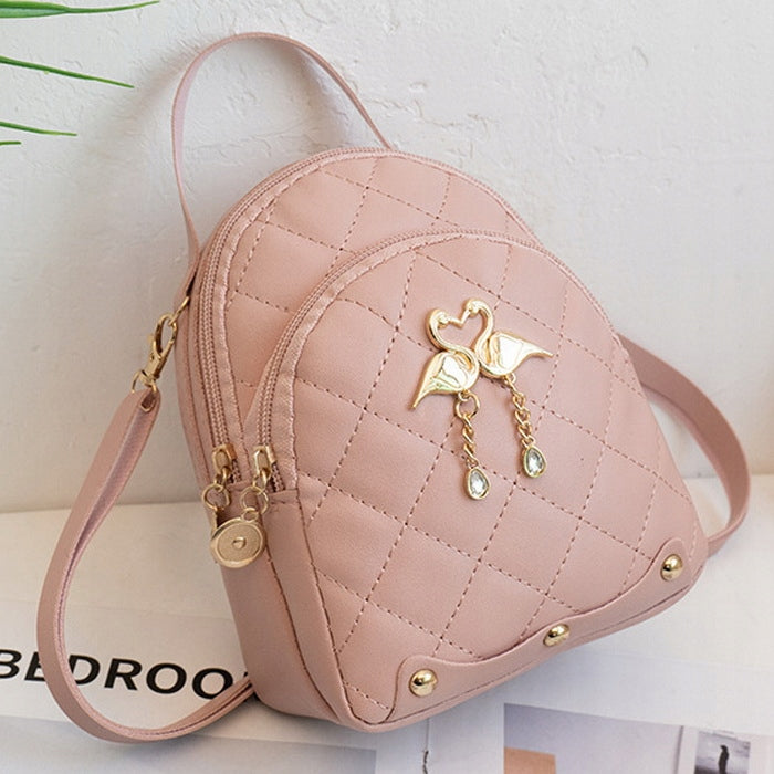 BACKPACK PINK SMALL BACKPACK Bag FLAMINGOS Gold for Girls 2in1 Brand Likado