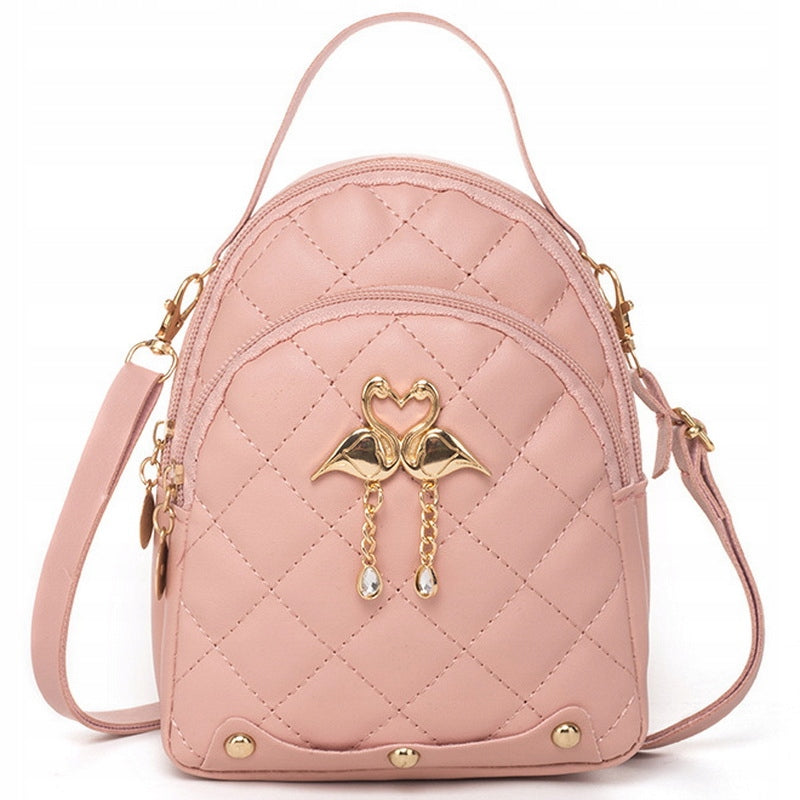 BACKPACK PINK SMALL BACKPACK Bag FLAMINGOS Gold for Girls 2in1