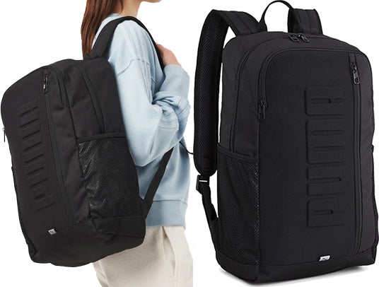 BACKPACK PUMA SCHOOL SPORTS LARGE EMBOSSED LOGO 3D BLACK ROOMY 26 L Brand Puma