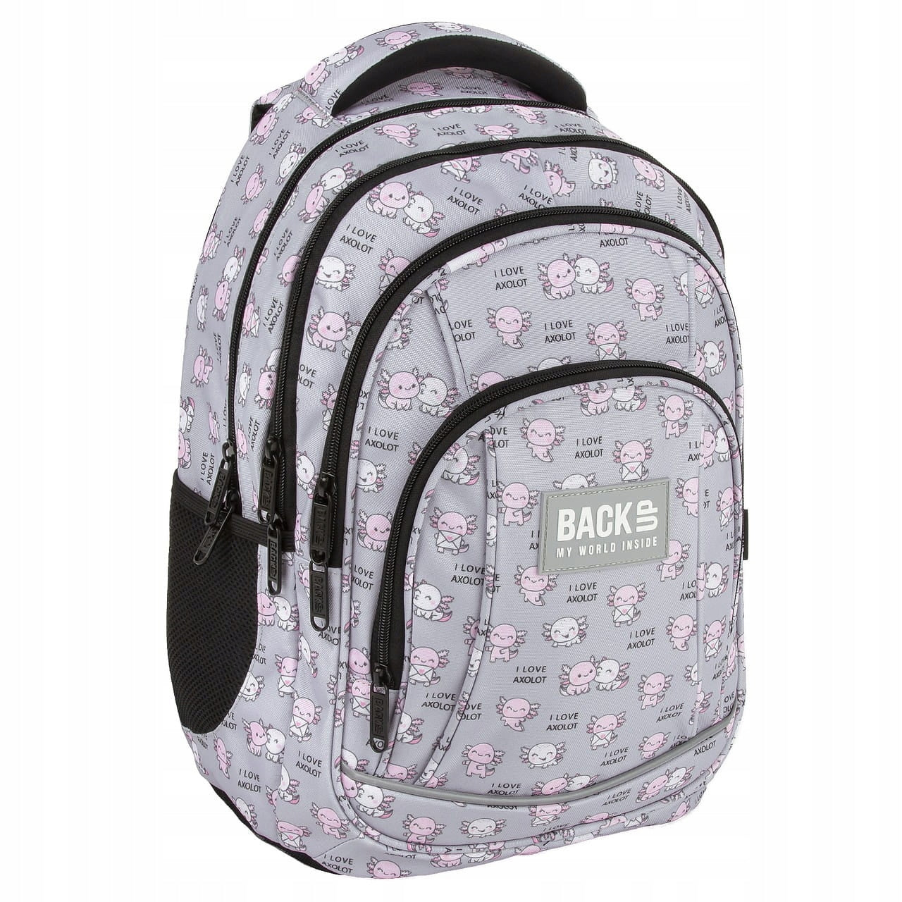 BACKPACK SCHOOL BACKUP AXOLOT GREY Dimensions large (A4 size)