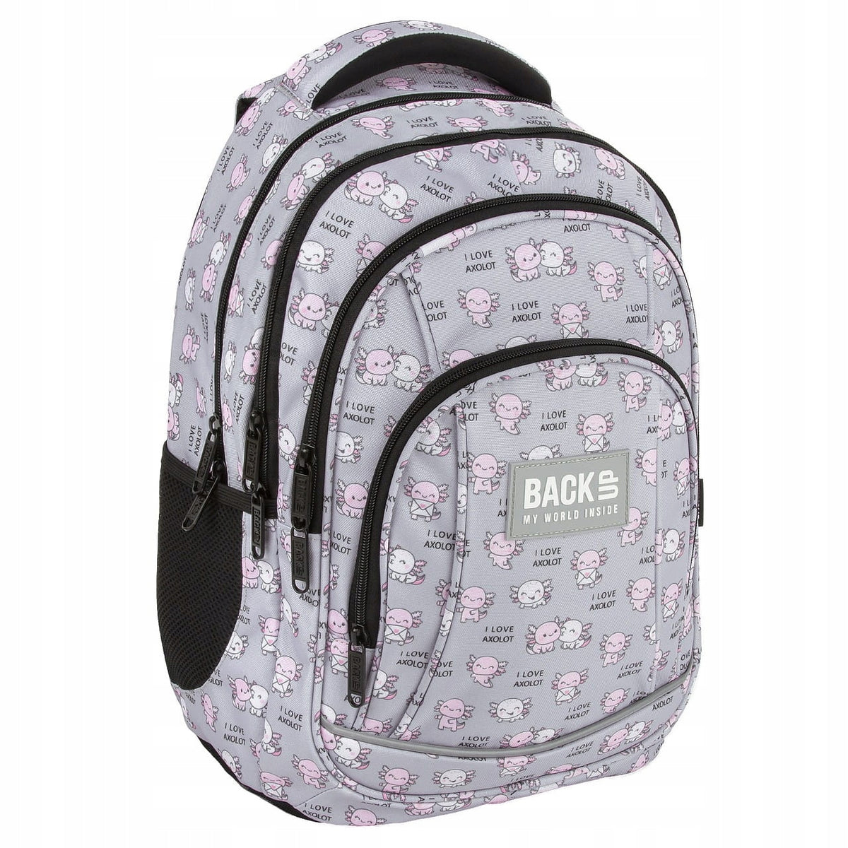 BACKPACK SCHOOL BACKUP AXOLOT GREY Dimensions large (A4 size)