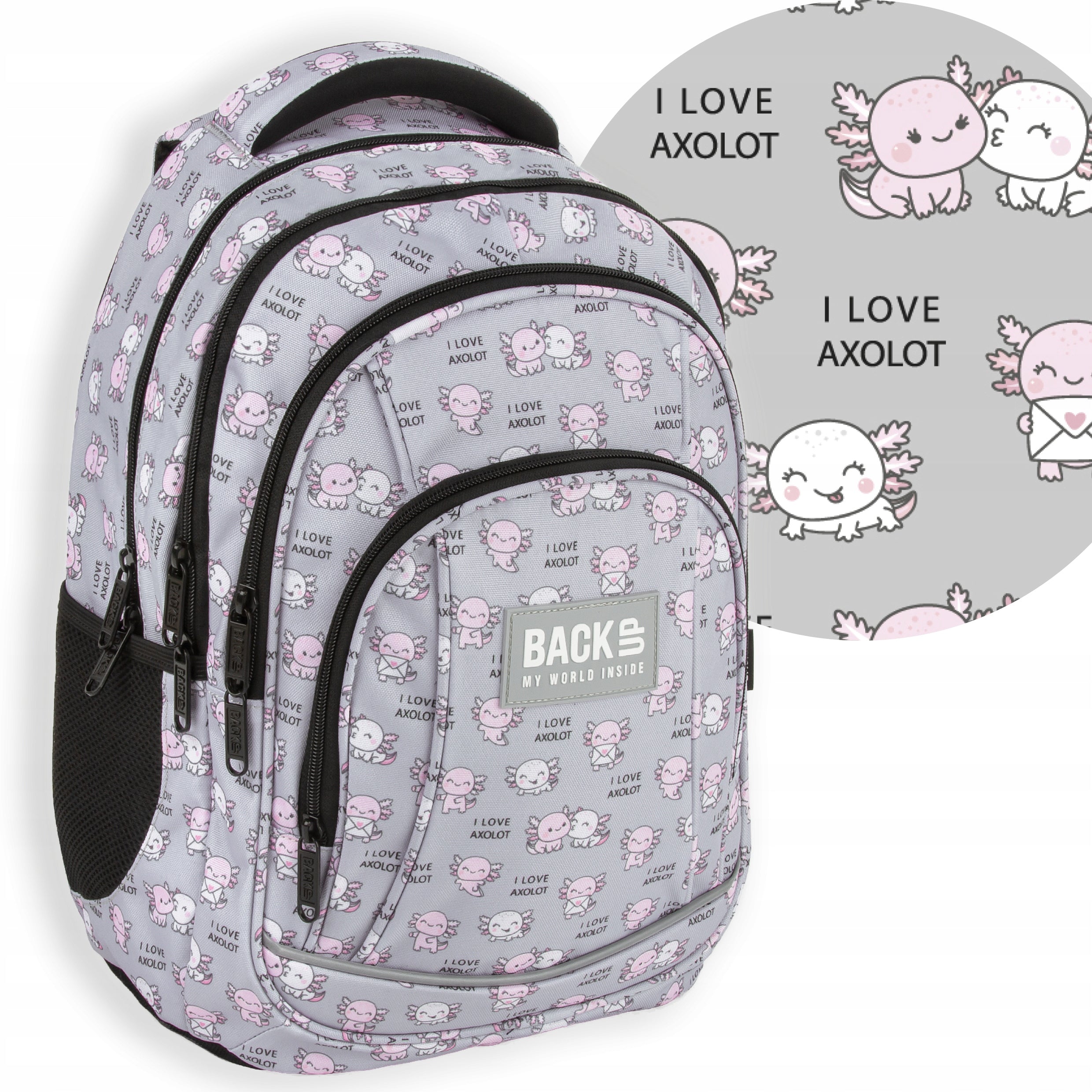 BACKPACK SCHOOL BACKUP AXOLOT GREY