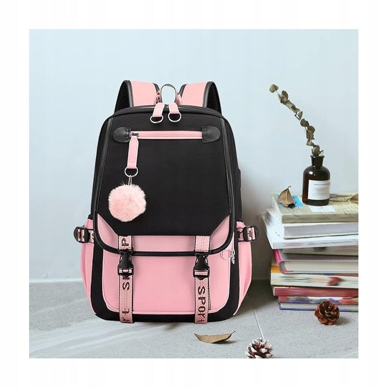 BACKPACK SCHOOL SATCHEL FOR SCHOOL YOUTH SCHOOL USB KEYCHAIN Brand Ecarla