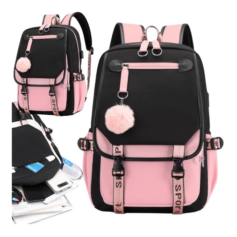 BACKPACK SCHOOL SATCHEL FOR SCHOOL YOUTH SCHOOL USB KEYCHAIN