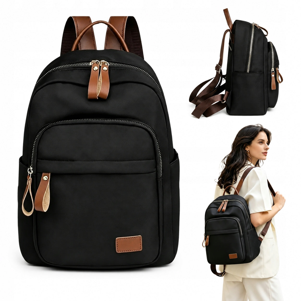 BACKPACK SMALL ELEGANT LIGHT FOR A TRIP WALK BLACK