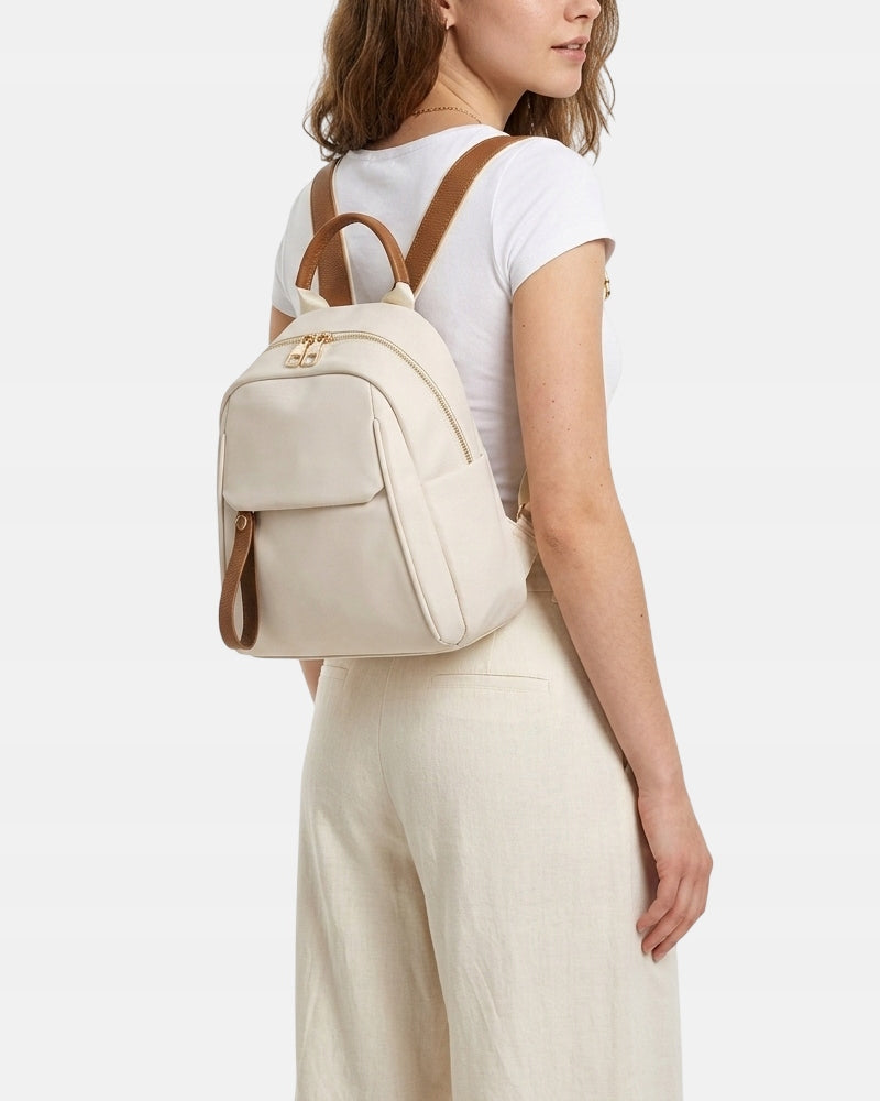 BACKPACK SMALL ELEGANT URBAN LIGHT BEIGE ECRU BROWN TERRAMODA Brand Terra Moda