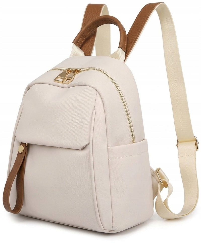 BACKPACK SMALL ELEGANT URBAN LIGHT BEIGE ECRU BROWN TERRAMODA