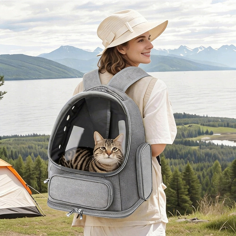 BACKPACK TRANSPORTER DOG CAT BAG LARGE L GREY ADJUSTABLE VENTILATED Packaging status original