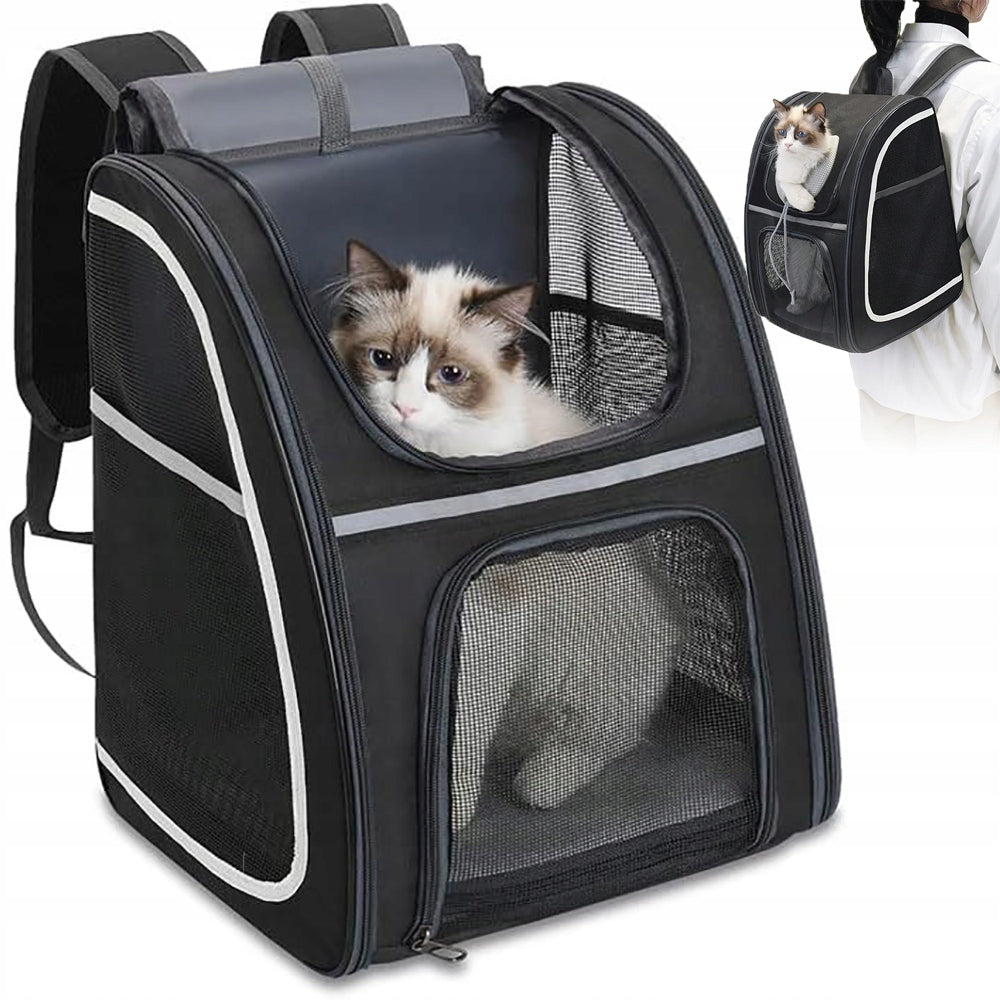 BACKPACK TRANSPORTER FOR CAT AND DOG WITH POCKETS LOTS OF AIR BREATHABLE