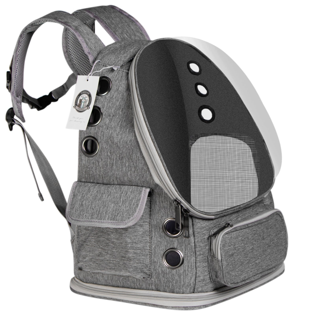 BACKPACK TRANSPORTER FOR CAT DOG FURREVER FRIENDS GREY CONVENIENT PRACTICAL Brand Furrever Friends