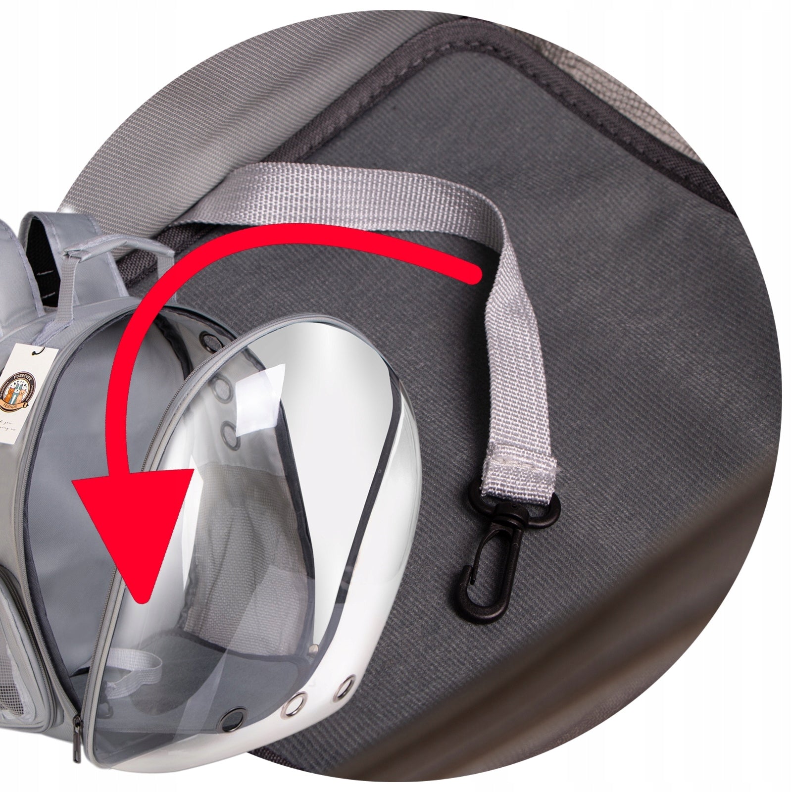 BACKPACK TRANSPORTER FOR DOG AND CAT GREY IDEAL FOR TRAVEL AND VETERINARIAN Product width 40 cm