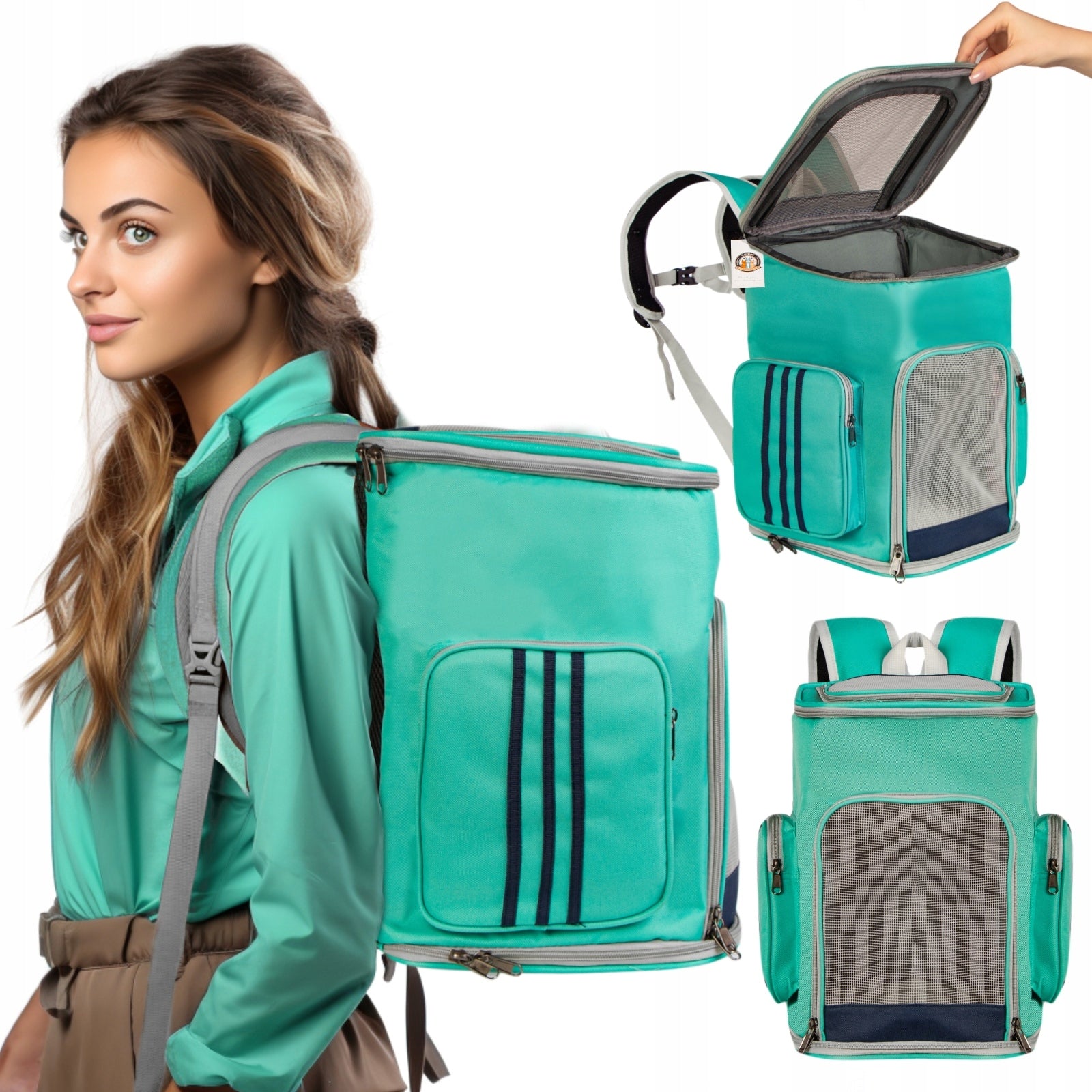 BACKPACK TRANSPORTER FOR DOG AND CAT TURQUOISE STRONG INDESTRUCTIBLE RESISTANT Brand Furrever Friends