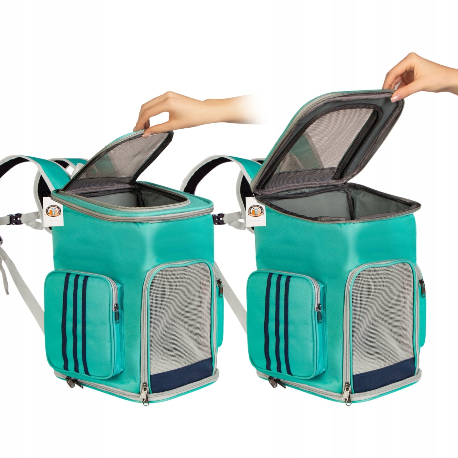 BACKPACK TRANSPORTER FOR DOG AND CAT TURQUOISE STRONG INDESTRUCTIBLE RESISTANT Product width 30 cm