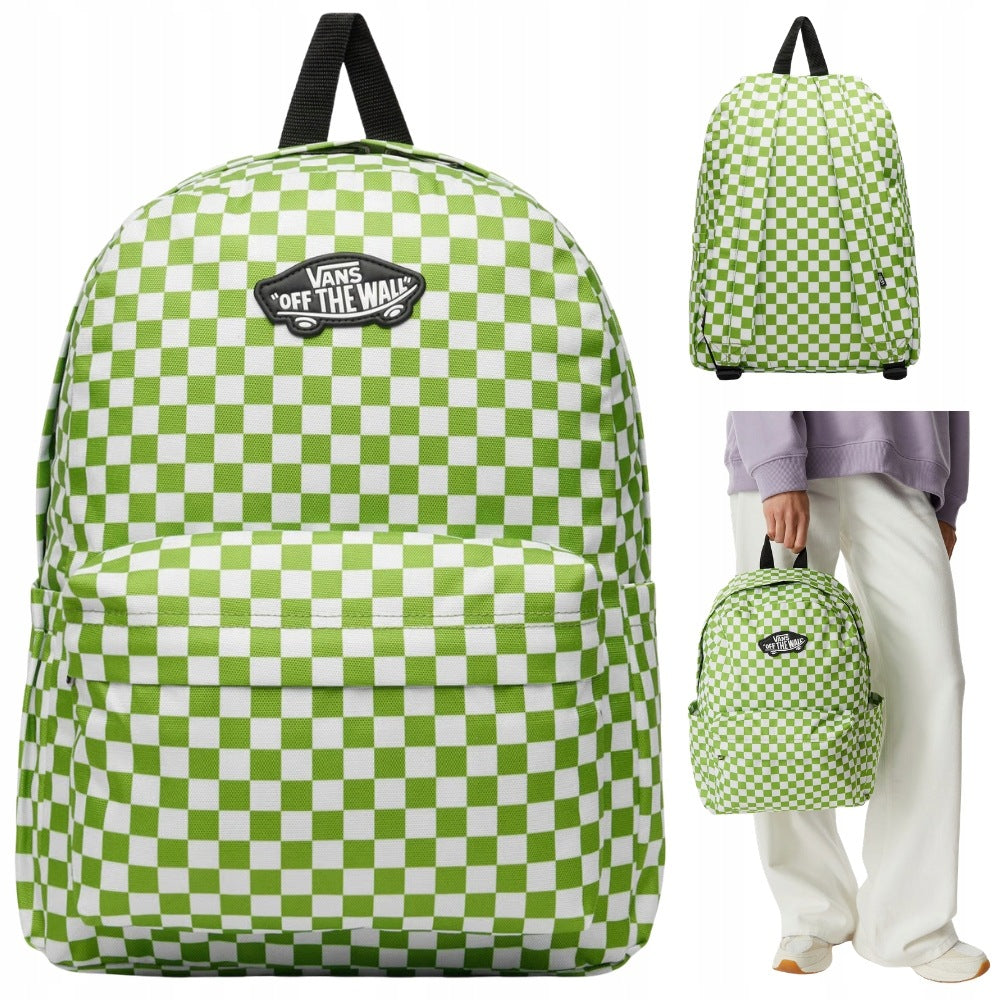 BACKPACK VANS OLD SKOOL SCHOOL GROM CHECK 18L GREEN CHILD GIFT