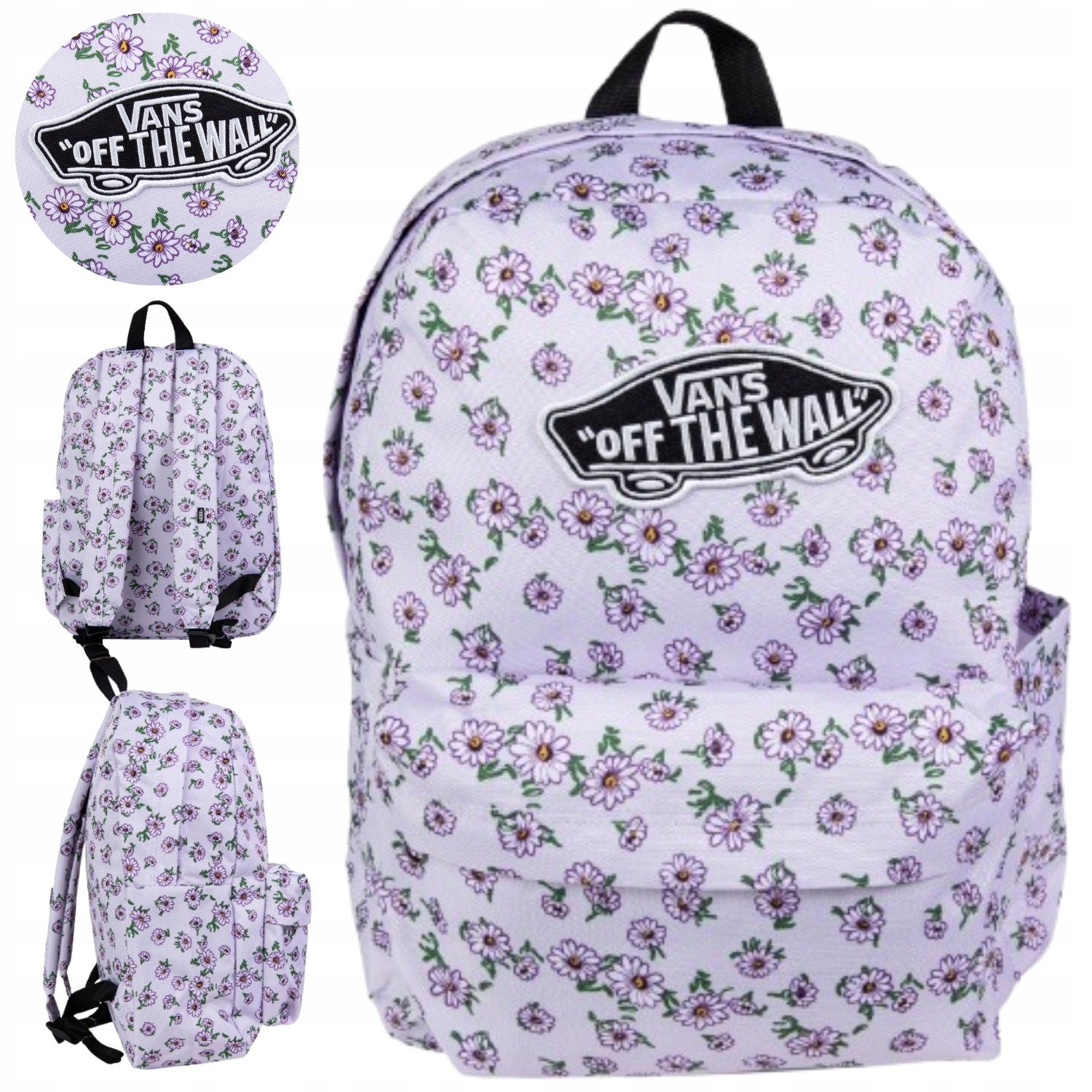 BACKPACK VANS SCHOOL FLOWERS FOR BABY GIRL PURPLE FLOWERS 22L