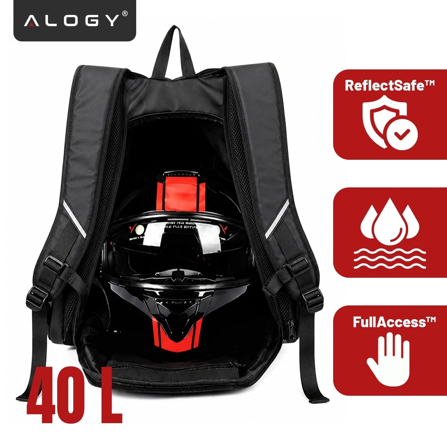 BACKPACK WATERPROOF FOR MOTORCYCLE MOTORBIKE SPORTS HELMET BAG 40L Manufacturer's catalog number Plecak motocyklowy na kask