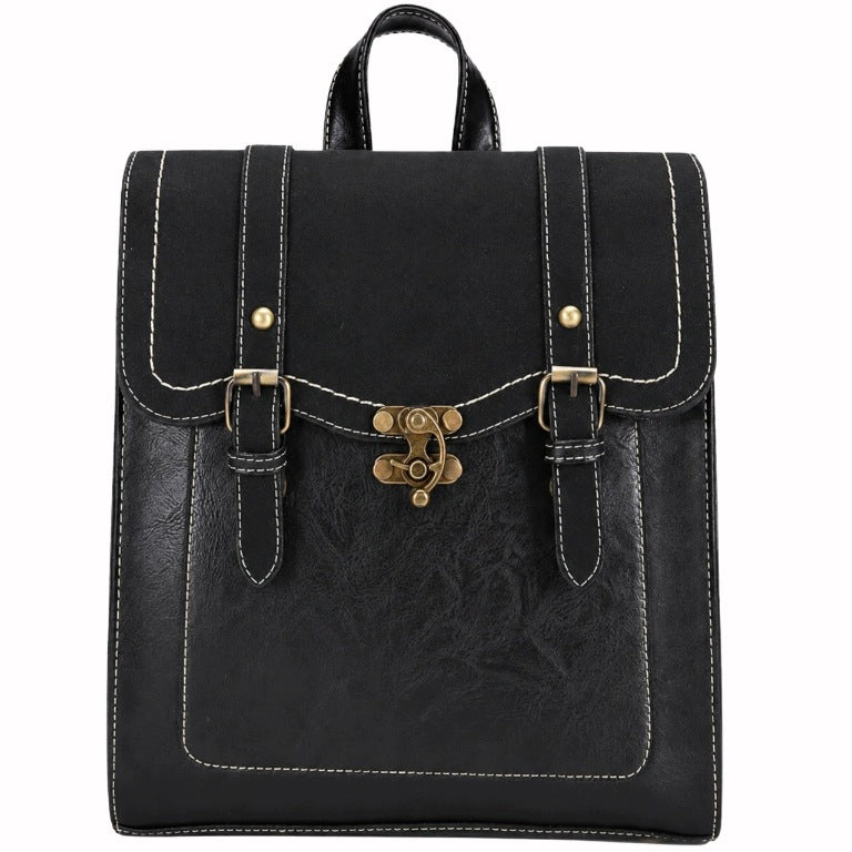 BACKPACK WOMEN'S BACKPACK BAG ECO LEATHER ELEGANT URBAN VINTAGE BLACK Brand Imiti