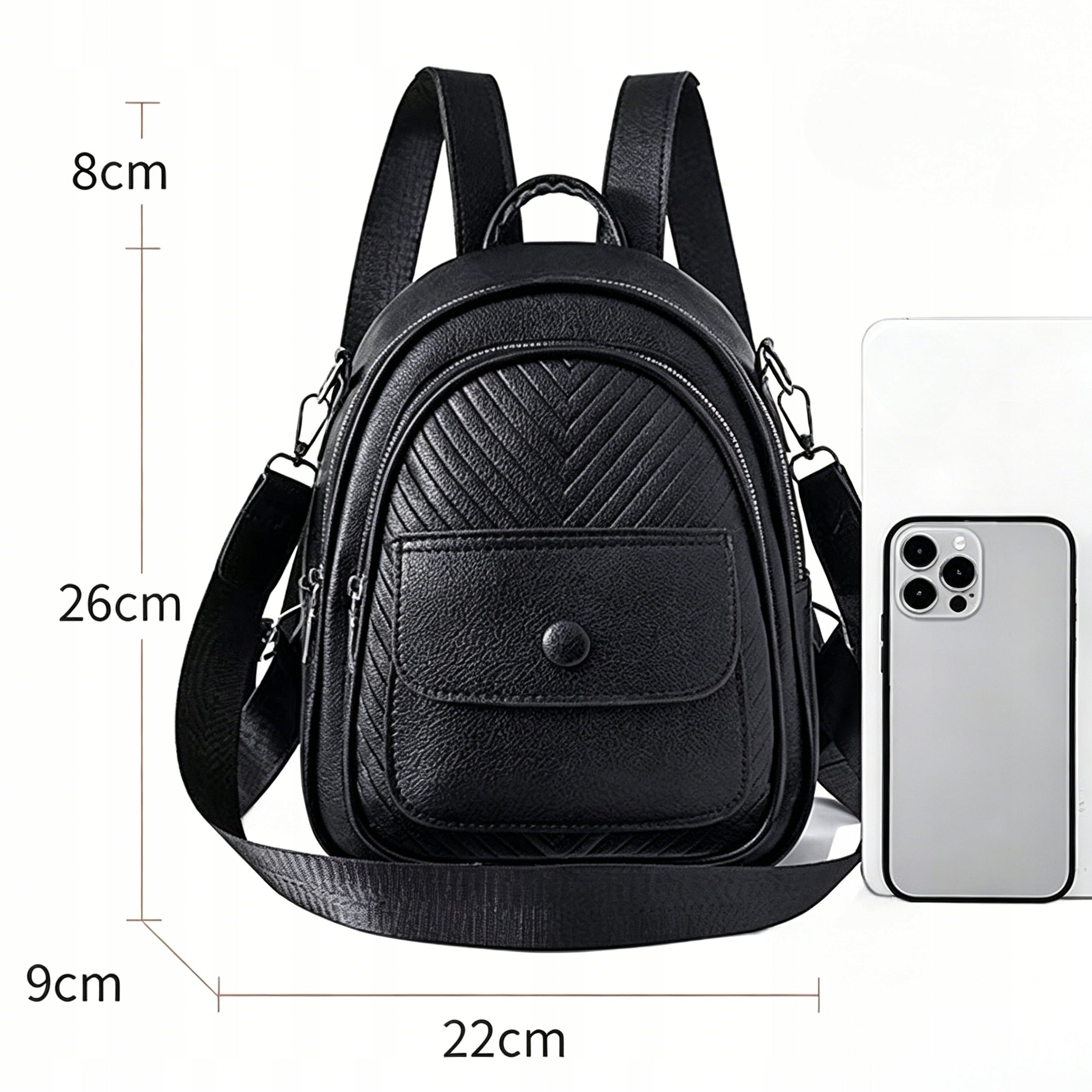 BACKPACK WOMEN'S BACKPACK FAUX LEATHER BAG BLACK FASHIONABLE Brand no brand