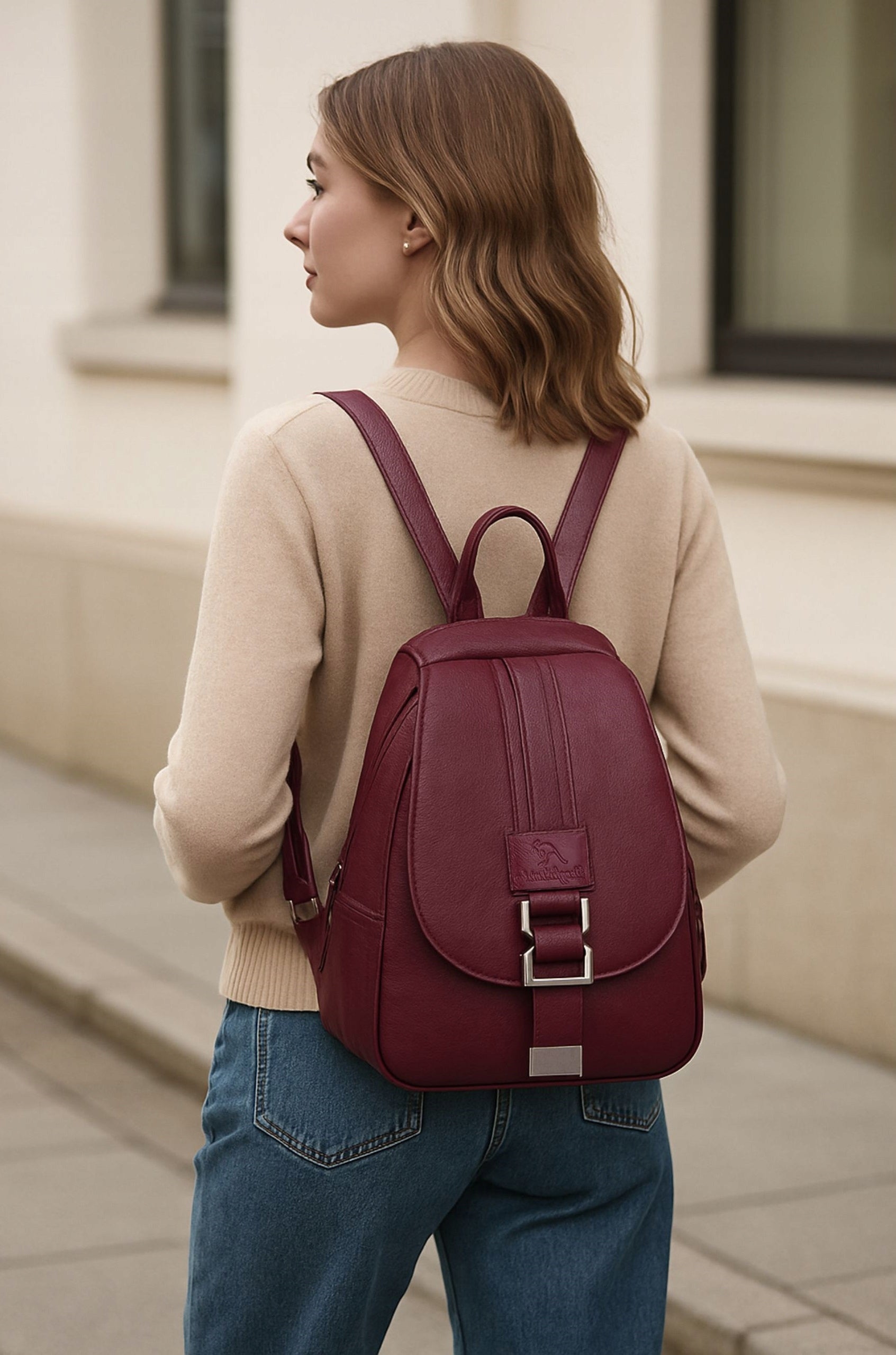 BACKPACK WOMEN'S CITY BACKPACK FOR SCHOOL WORK ECO LEATHER VINTAGE BAG 2IN1 Kind elegant