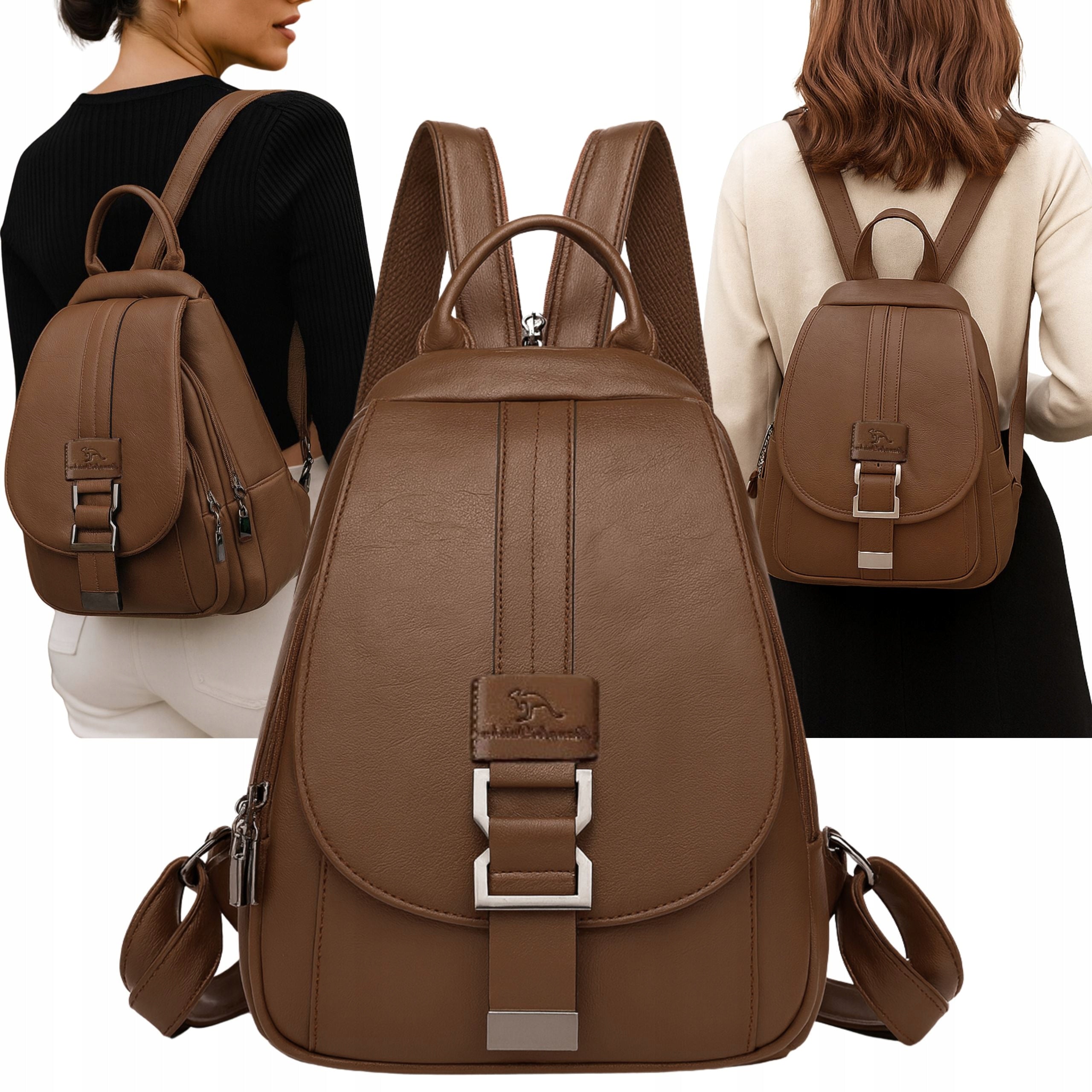 BACKPACK WOMEN'S CITY BACKPACK FOR SCHOOL WORK ECO LEATHER VINTAGE BAG 2IN1