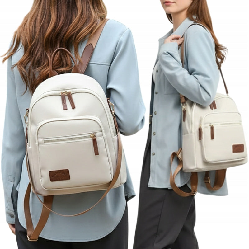 BACKPACK WOMEN'S SHOULDER BAG ELEGANT URBAN ECRU ROOMY Brand Terra Moda