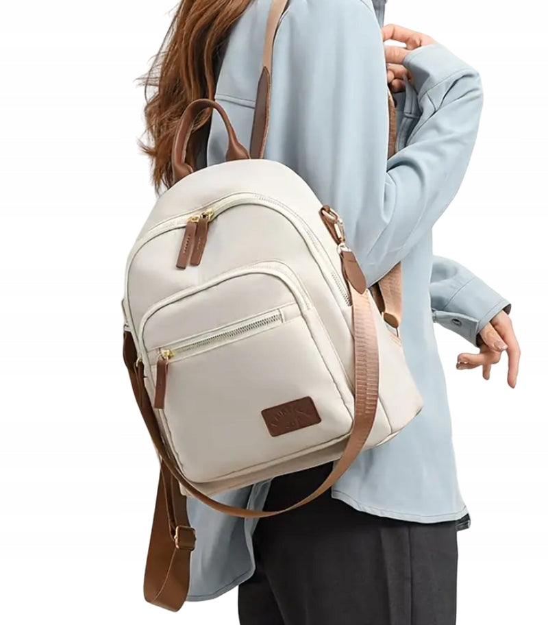 BACKPACK WOMEN'S SHOULDER BAG ELEGANT URBAN ECRU ROOMY Manufacturer code 1-TR