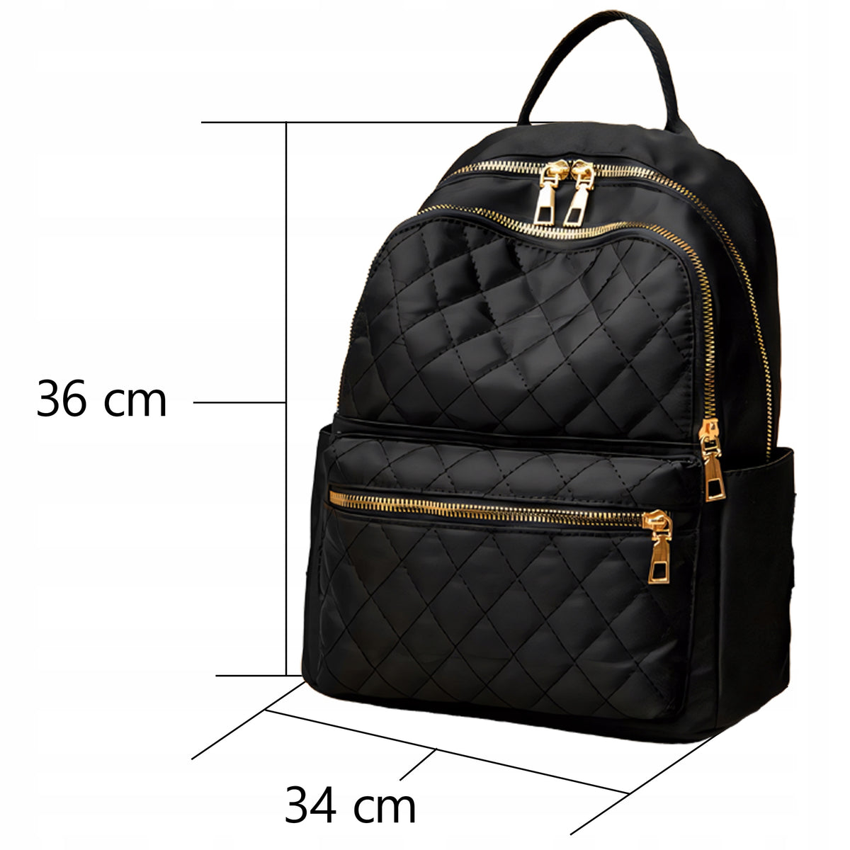 BACKPACK WOMEN'S SHOULDER BAG QUILTED BLACK ROOMY WATERPROOF Packaging status original
