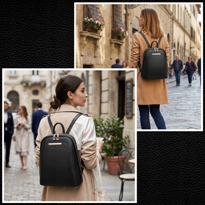 BACKPACK WOMEN'S URBAN BAG 32CM BLACK FASHIONABLE ELEGANT LIGHT ROOMY Brand no brand