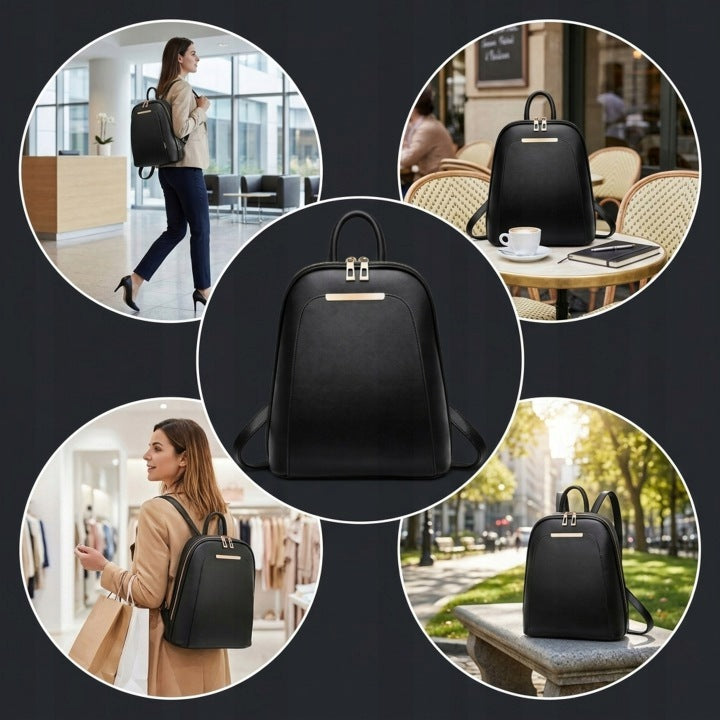 BACKPACK WOMEN'S URBAN BAG 32CM BLACK FASHIONABLE ELEGANT LIGHT ROOMY Packaging status original