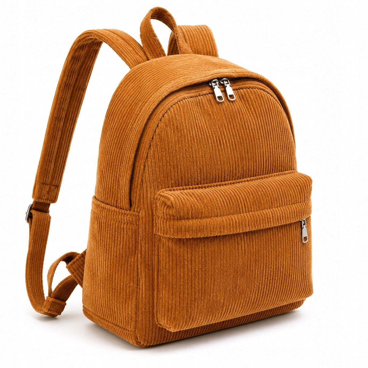 BACKPACK WOMEN'S URBAN BAG BROWN CORDUROY ELEGANT SMALL FASHIONABLE
