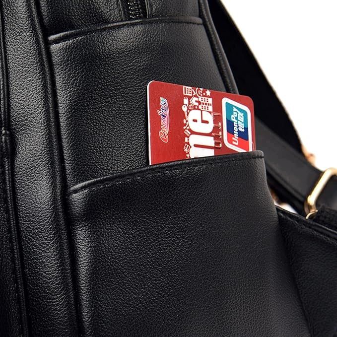 BACKPACK WOMEN'S URBAN BAG ECO LEATHER ELEGANT BLACK ROOMY FASHIONABLE Brand no brand