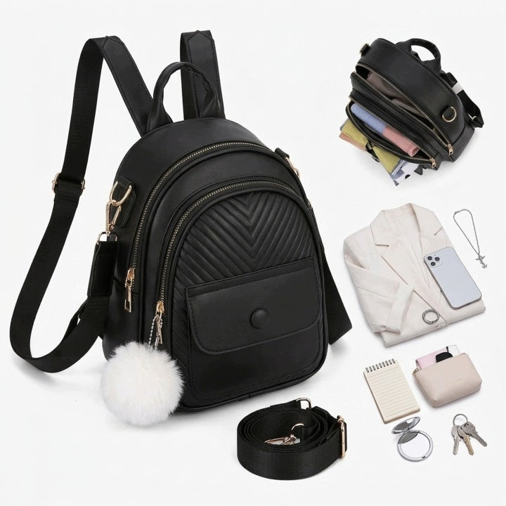 BACKPACK WOMEN'S URBAN HIKING BAG BLACK STYLISH FOR SCHOOL WORK Brand no brand
