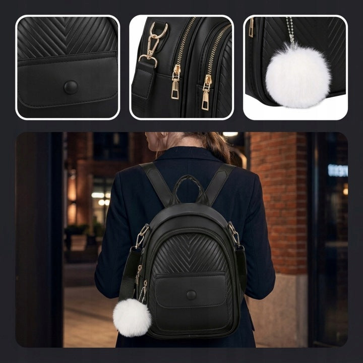 BACKPACK WOMEN'S URBAN HIKING BAG BLACK STYLISH FOR SCHOOL WORK Packaging status original